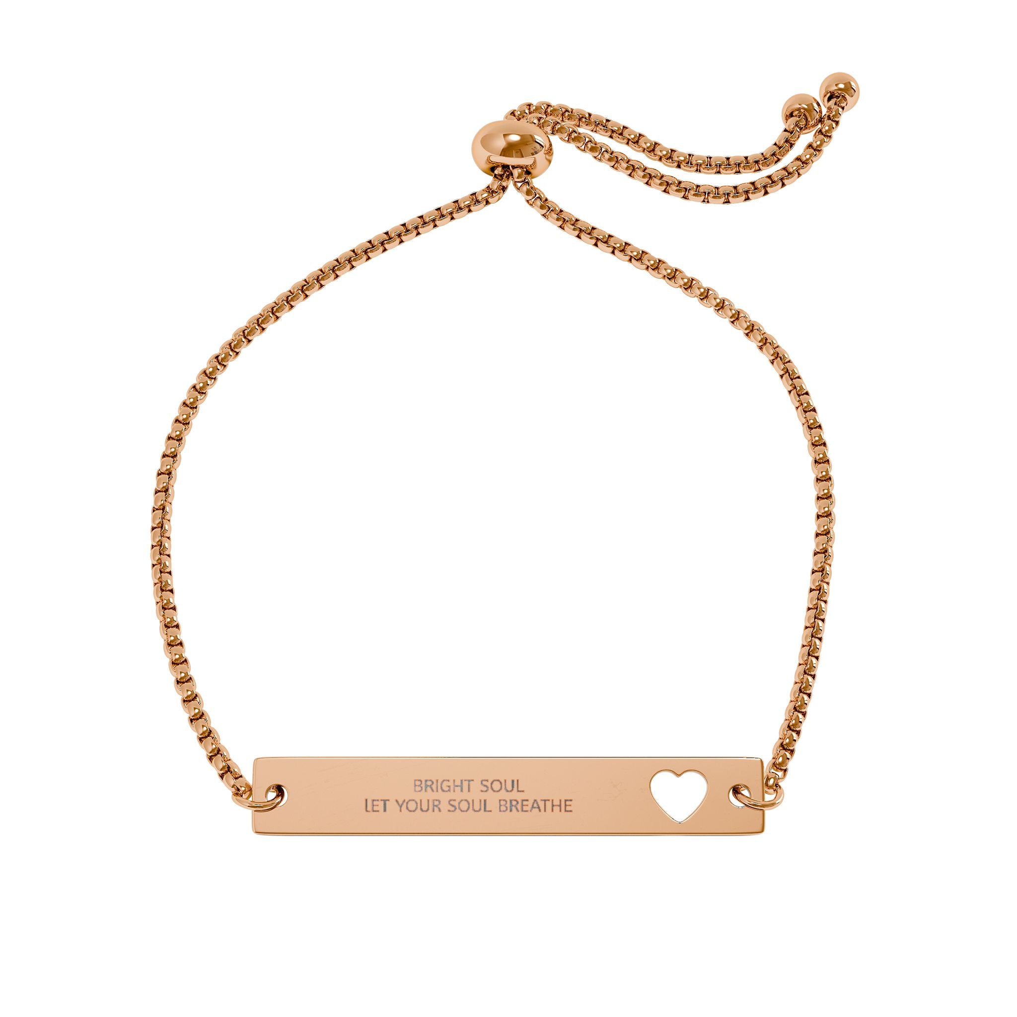 Engravable Heart Cutout Bar Bracelet — BRIGHT SOUL LET YOUR SOUL BREATHE