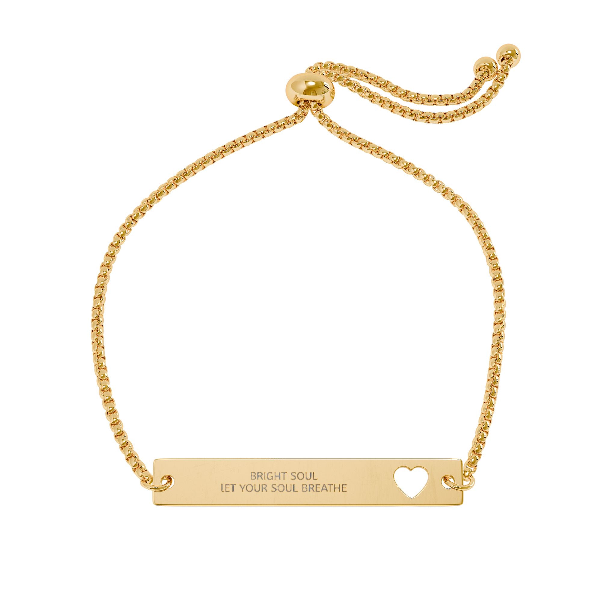 Engravable Heart Cutout Bar Bracelet — BRIGHT SOUL LET YOUR SOUL BREATHE